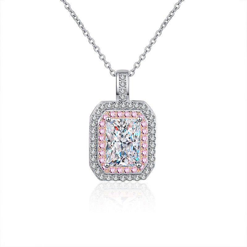 Rectangular Moissanite Pendant Necklace