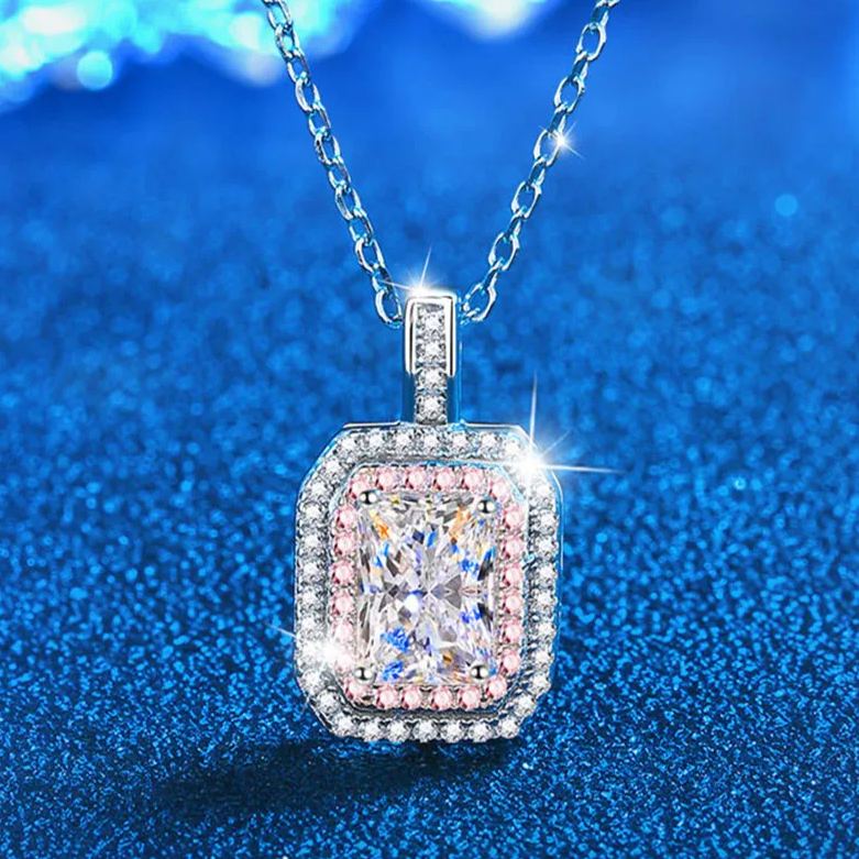 Rectangular Moissanite Pendant Necklace – wholesale moissanite jewelry