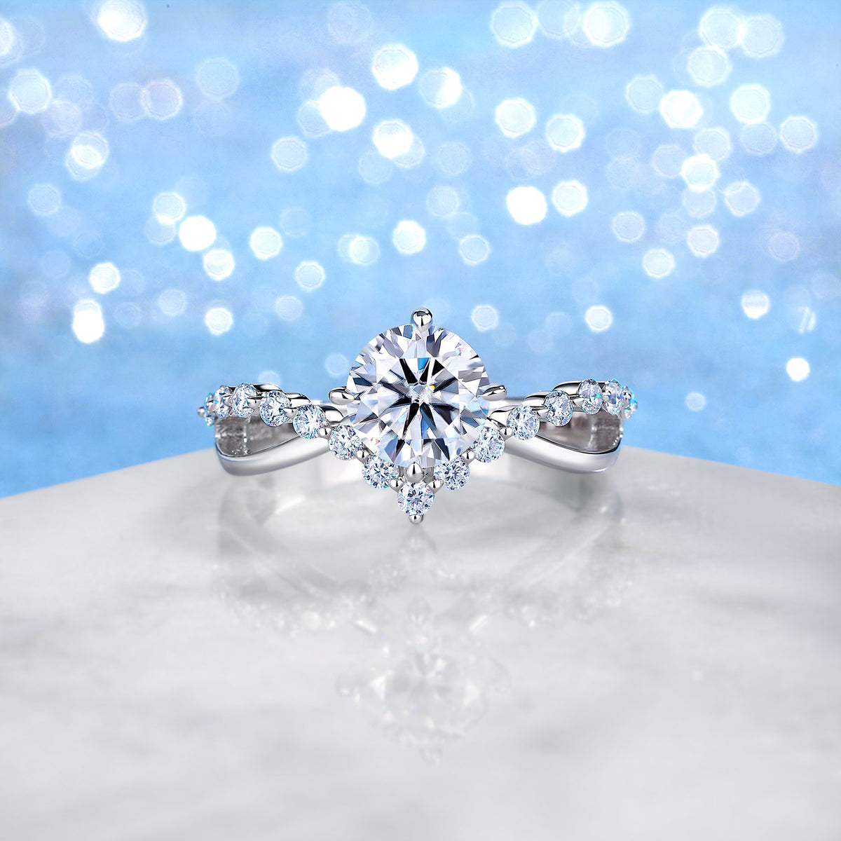 Row Set Moissanite Engagement Ring – image 5