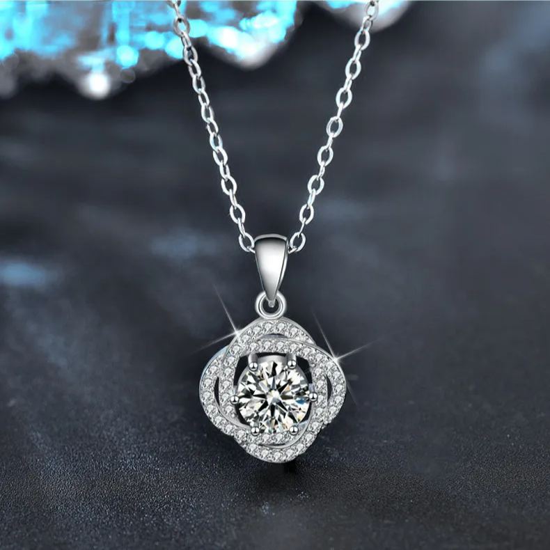 Moissanite Rose Clavicle Necklace – wholesale moissanite jewelry