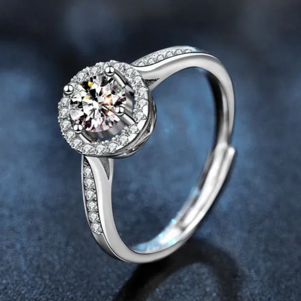 Round Bezel Princess Moissanite Ring