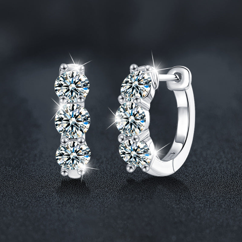 Round Diamond Bar Moissanite Earrings