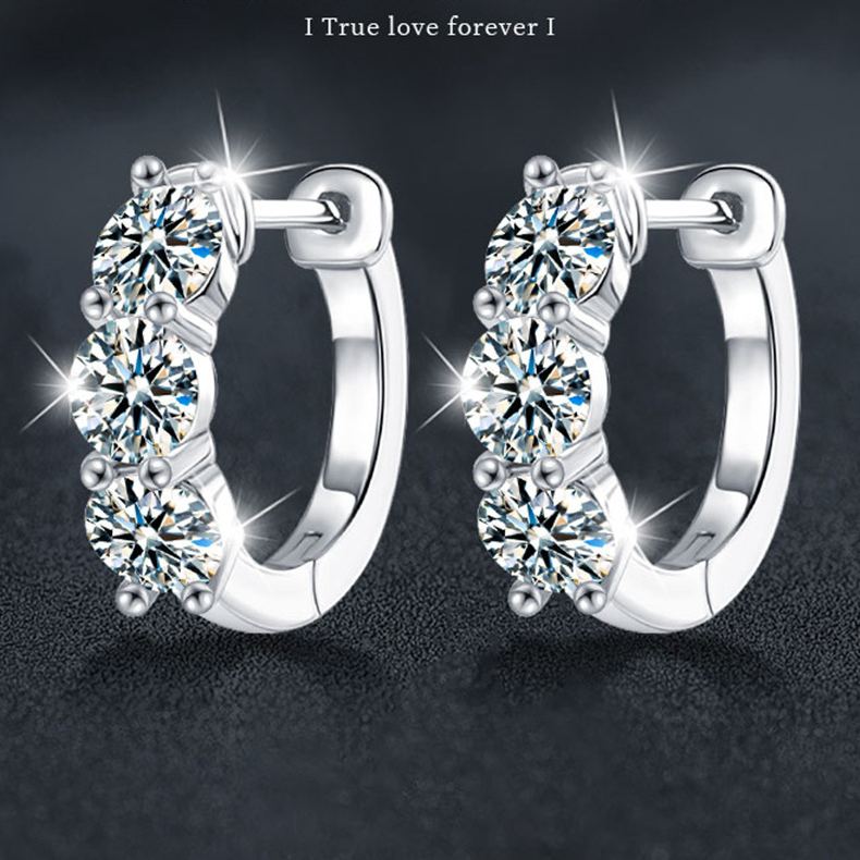 Round Diamond Bar Moissanite Earrings – image 4