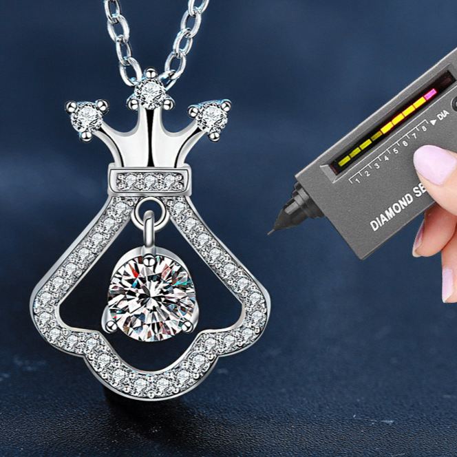 Moissanite Crown Bell Skirt Necklace – image 5