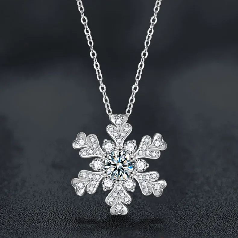 Moissanite Snowflake Pendant Necklace – wholesale moissanite jewelry