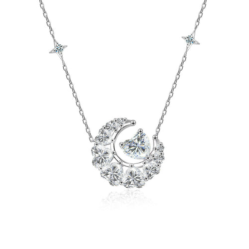 Moissanite Star Moon Necklace