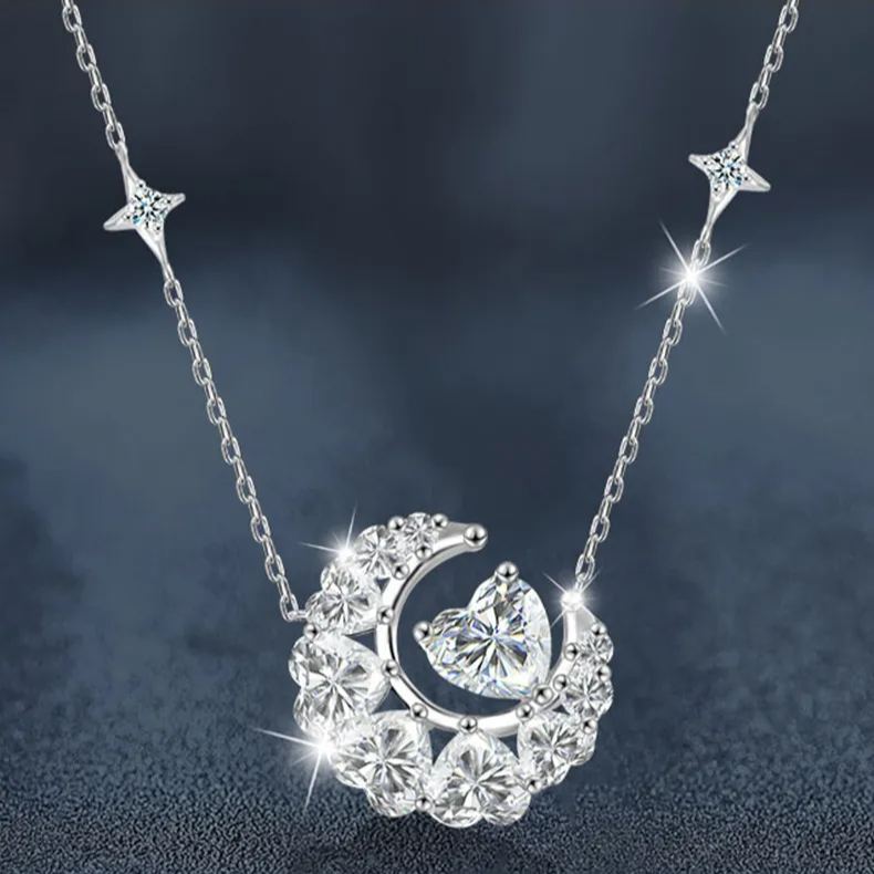 Moissanite Star Moon Necklace – wholesale moissanite jewelry