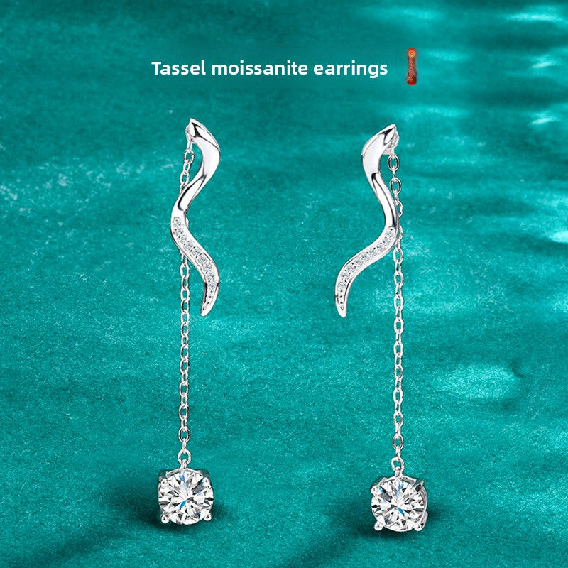 Long Tassel Moissanite Earrings – wholesale moissanite jewelry