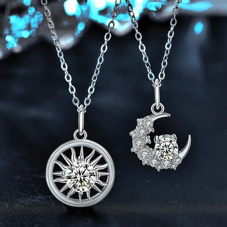 Sun and Moon Moissanite Couple Necklace – wholesale moissanite jewelry