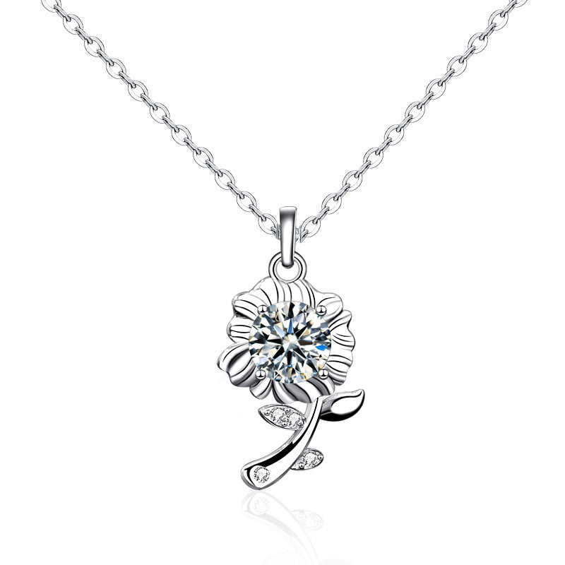 Moissanite Sunflower Pendant Necklace