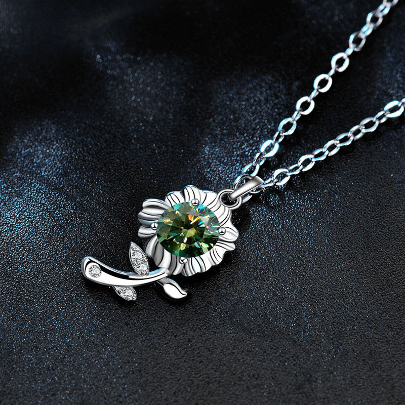 Moissanite Sunflower Pendant Necklace – image 4