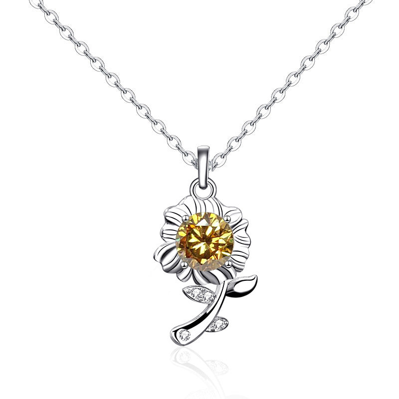 Moissanite Sunflower Pendant Necklace – image 7