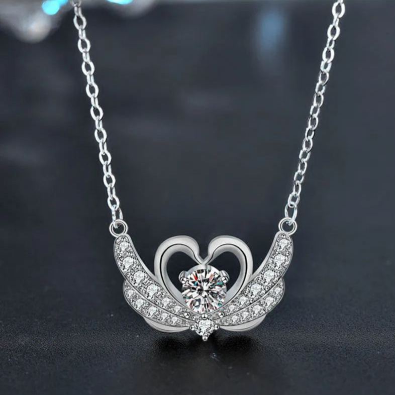 Moissanite Swan Wings Heart Necklace – moissanite wholesale