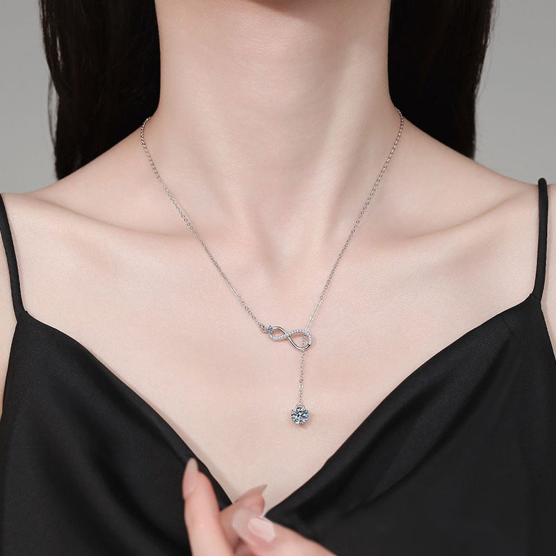 Moissanite Infinity Tassel Necklace – detail view 3