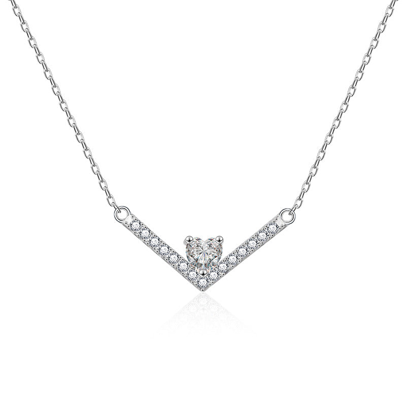Moissanite V-Shaped Heart Necklace