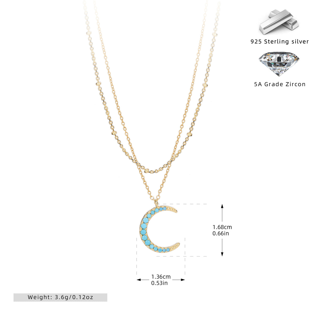 Zircon Moon Double Layer Necklace – image 10