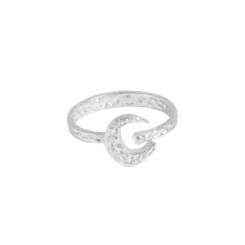 Textured Crescent Moon Open Ring – image 6