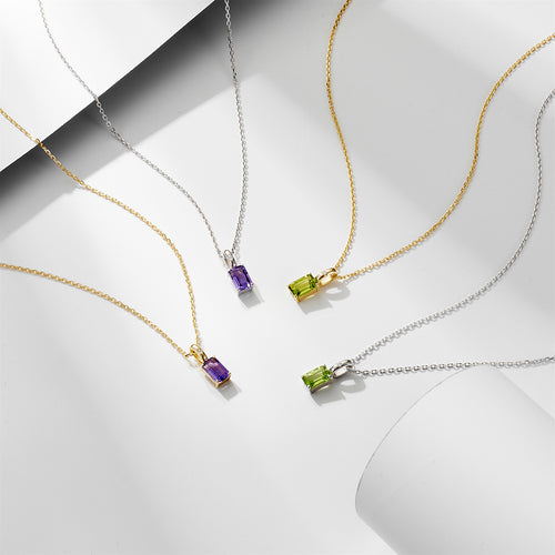 Natural Amethyst Olivine Pendant Necklace