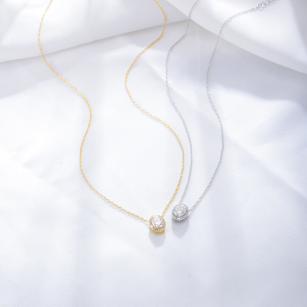 Oval Micro Inlaid Zircon Necklace
