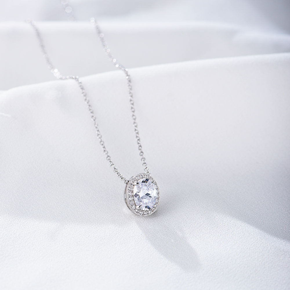 Oval Micro Inlaid Zircon Necklace – image 6