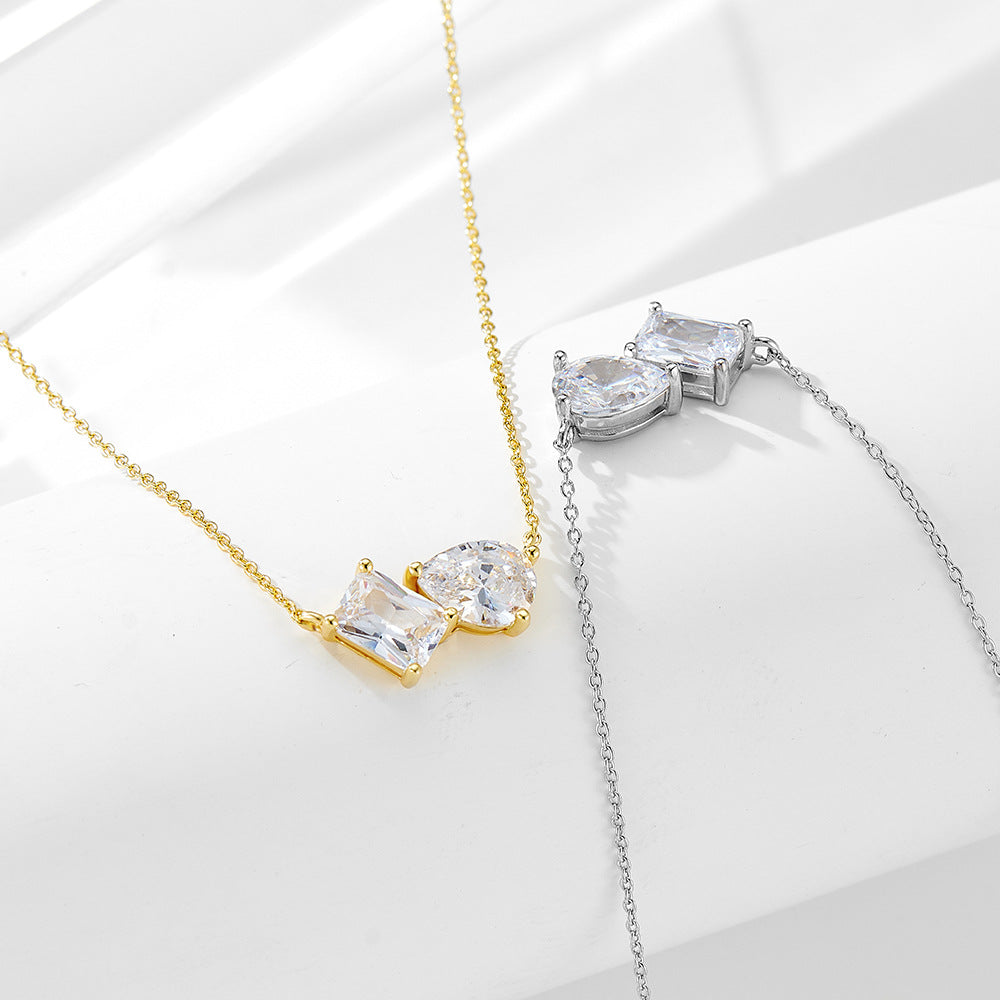 Pear-Shaped Square Zircon Pendant Necklace