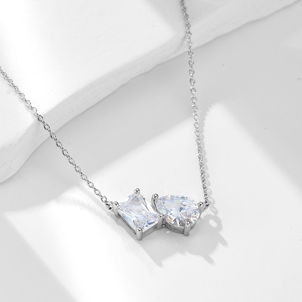 Pear-Shaped Square Zircon Pendant Necklace – image 4