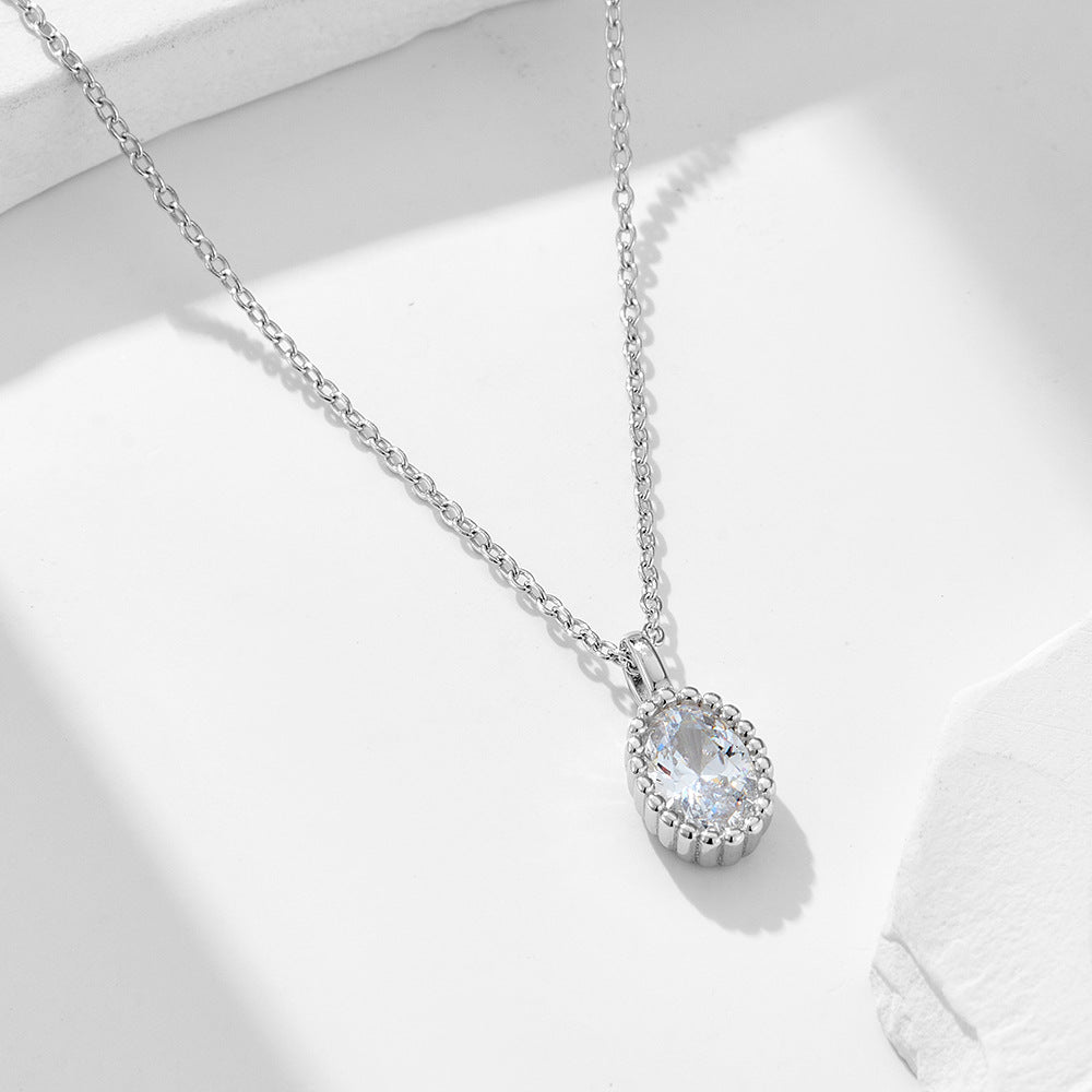 14K Gold Plated Oval Zircon Pendant Necklace – image 4