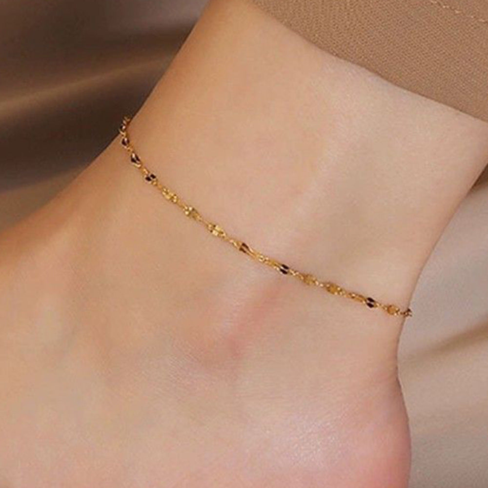14K Gold Plated Tile Chain Anklet – gold plated jewellery wholesale