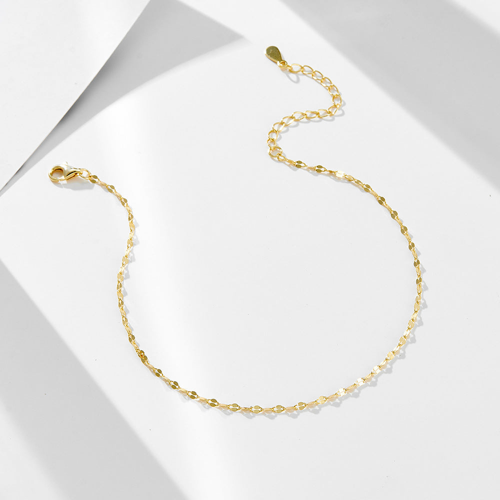 14K Gold Plated Tile Chain Anklet – detail view 3