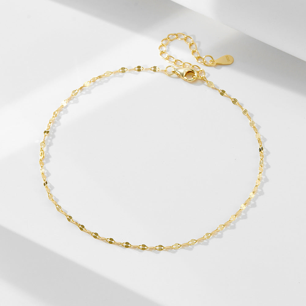 14K Gold Plated Tile Chain Anklet – image 5