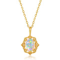 9K Gold Opal Mirror Flower Necklace – image 4