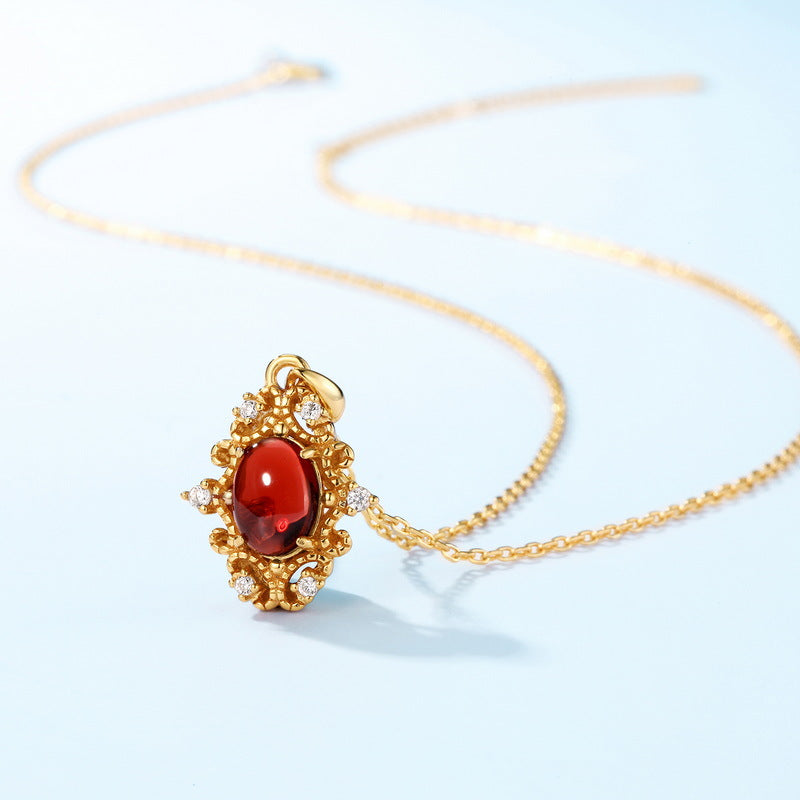 Retro Pomegranate Garnet Pendant Necklace – gemstone jewelry supplier