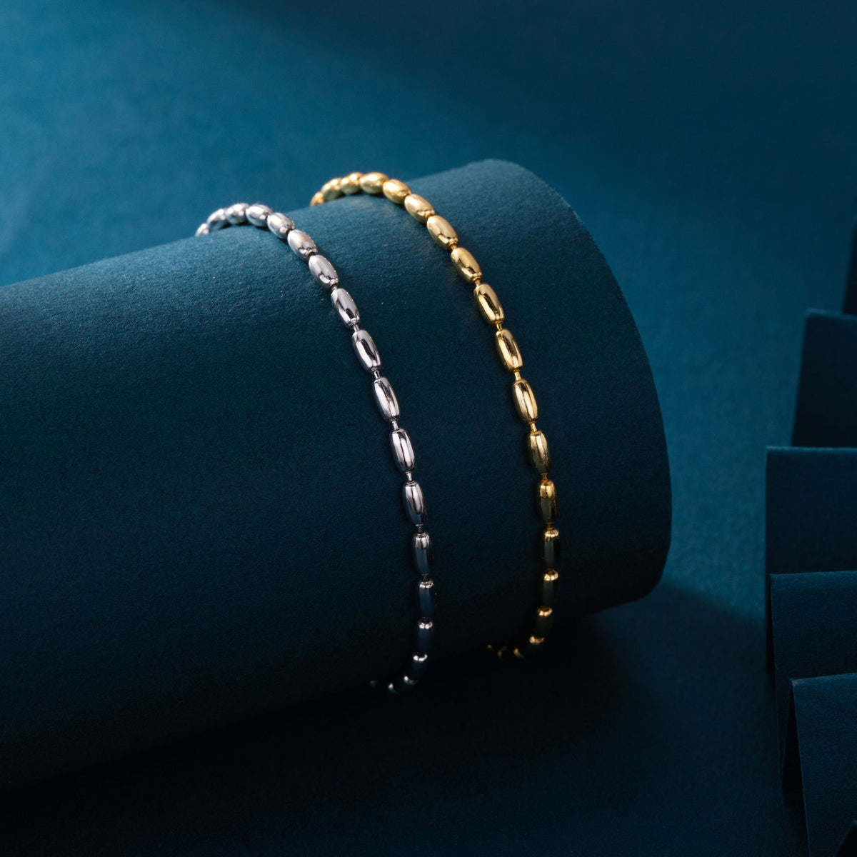 Rice-Shaped Olive Bead Bracelet