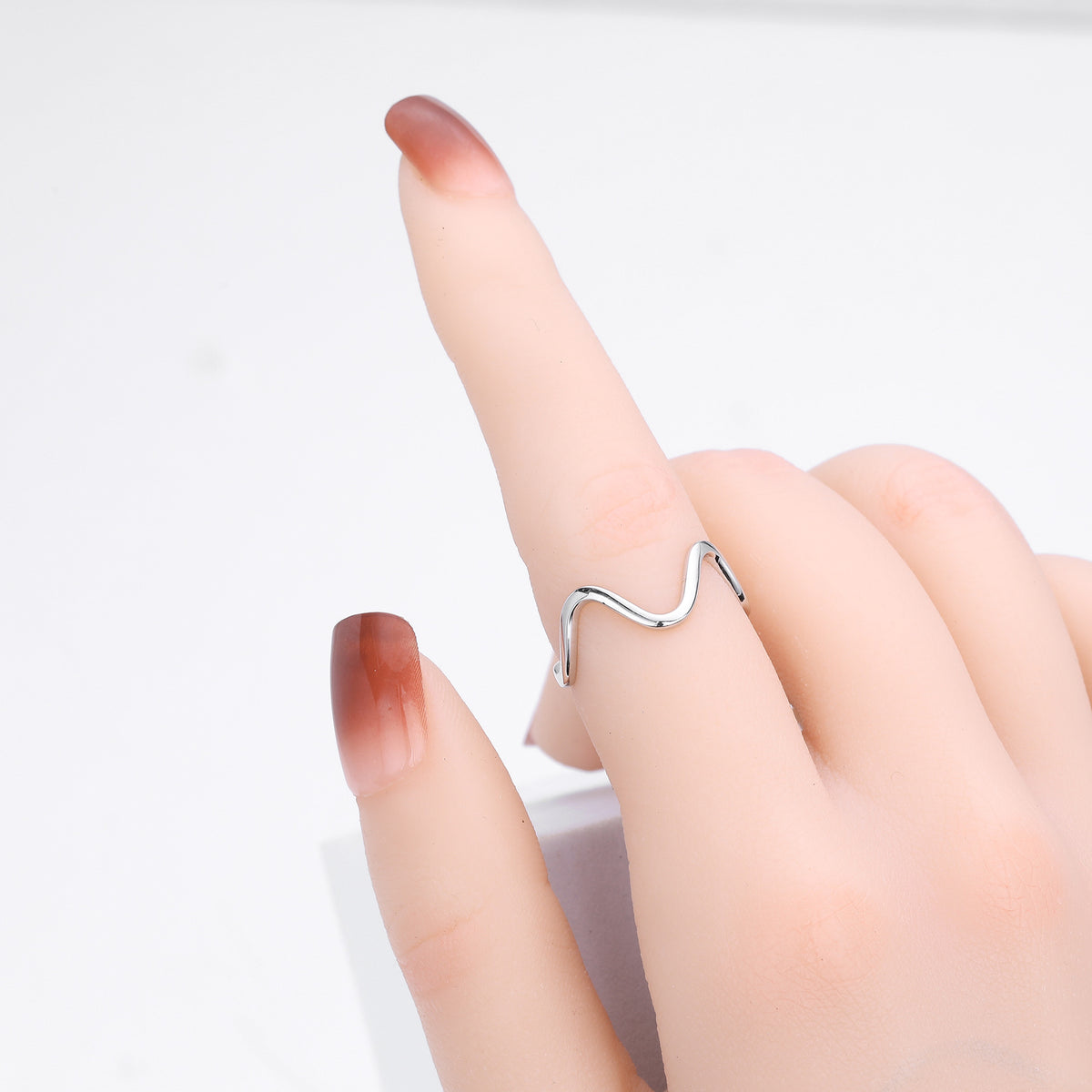 Simple Wavy Line Open Ring – wholesale silver rings