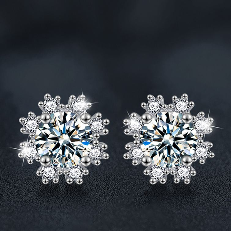 Petite Snowflake Moissanite Earrings