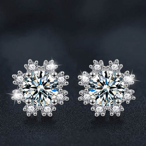 Petite Snowflake Moissanite Earrings