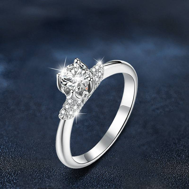 Rose Flower Moissanite Engagement Ring