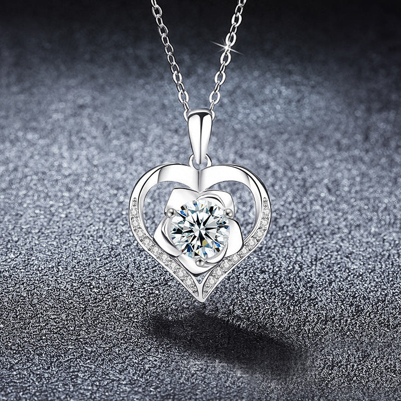 Moissanite Rose Heart Halo Necklace – moissanite wholesale