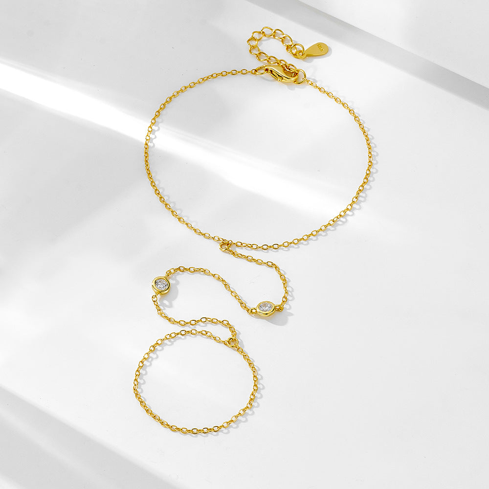 Round Zircon Finger Chain Bracelet