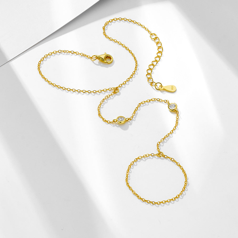 Round Zircon Finger Chain Bracelet – image 4