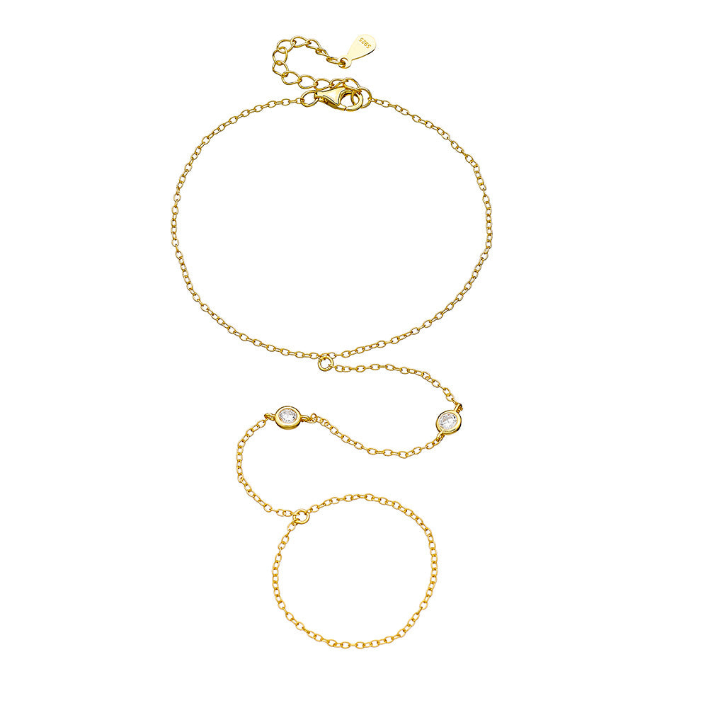 Round Zircon Finger Chain Bracelet – image 5