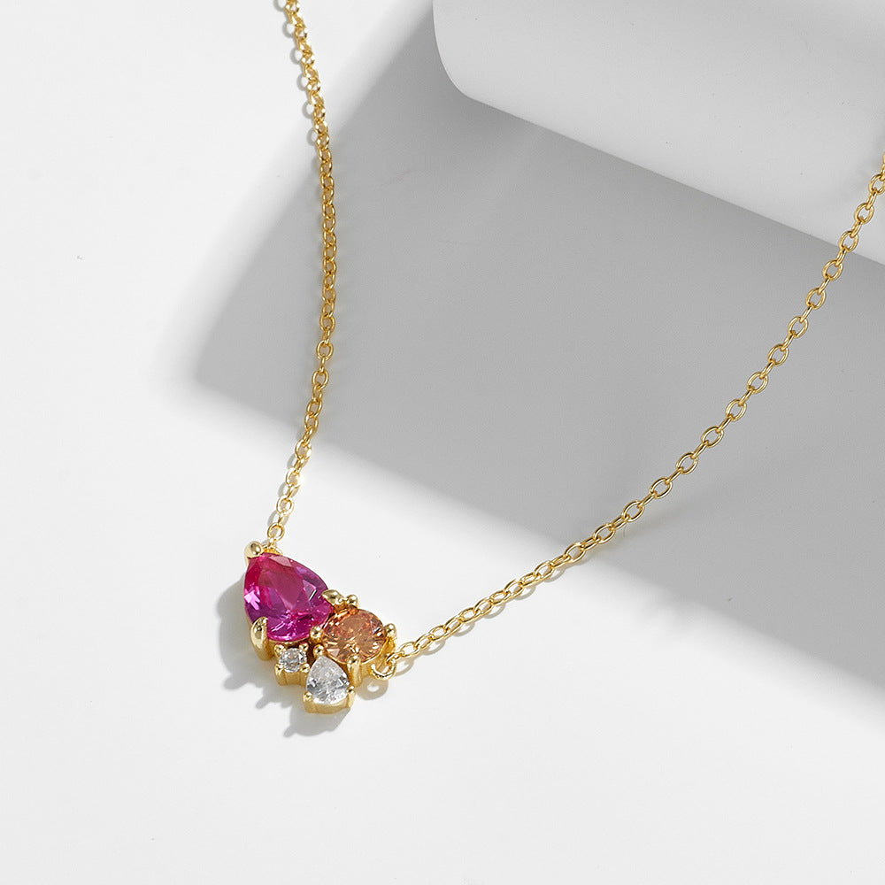 Ruby Clavicle Chain Zircon Necklace