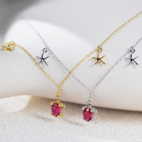 Sea Turtle Starfish Pendant Anklet