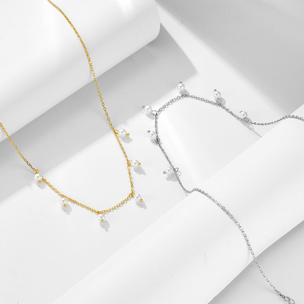 Dainty Shell Pearl Chain Necklace