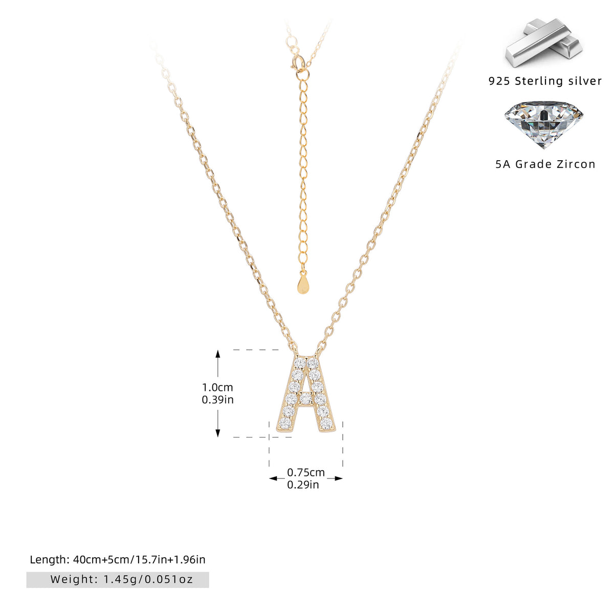 Simple Zircon Necklace With English Letters – image 35