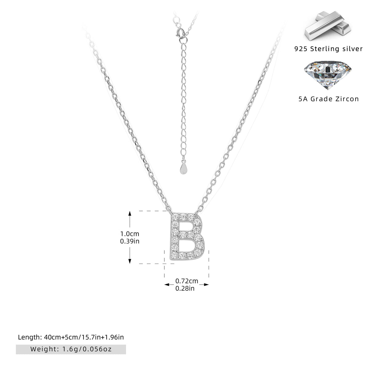 Simple Zircon Necklace With English Letters – image 36