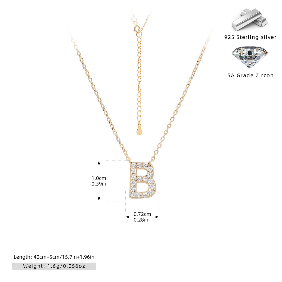 Simple Zircon Necklace With English Letters – image 37