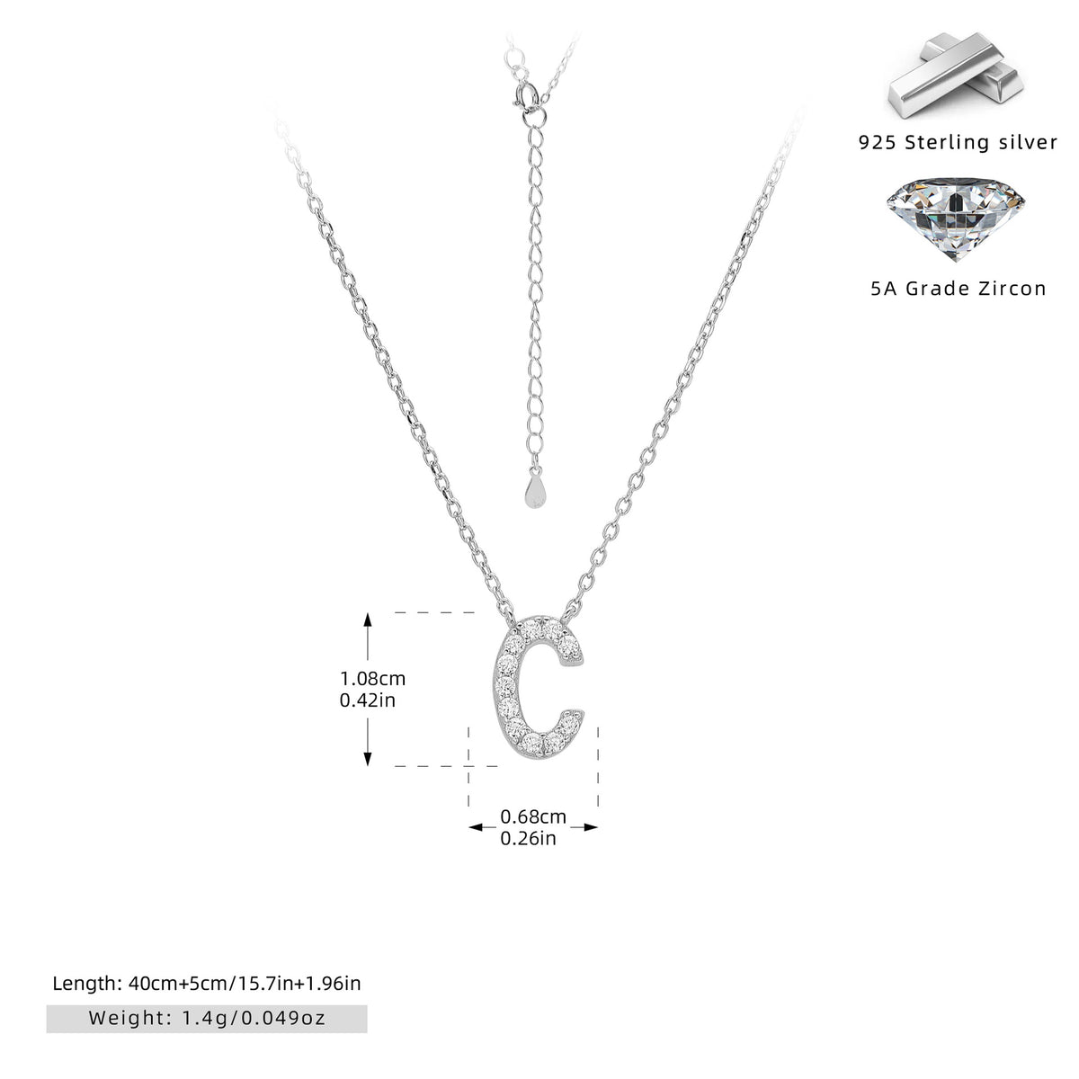 Simple Zircon Necklace With English Letters – image 38