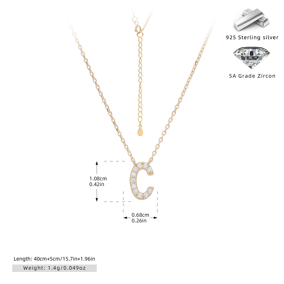 Simple Zircon Necklace With English Letters – image 39