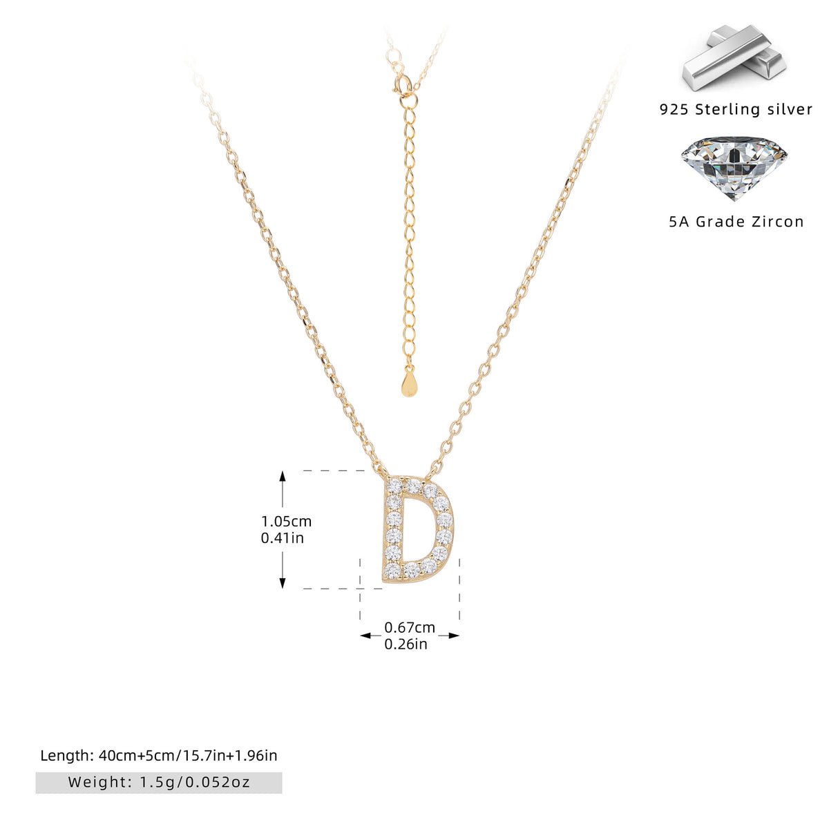 Simple Zircon Necklace With English Letters – image 41